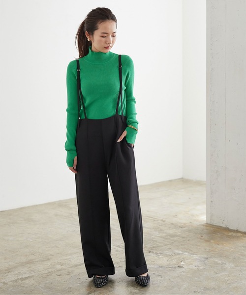 titivate（ティティベイト）の「フィンガーホールタートルリブニット（ニット/セーター・レディース・ブラック/ピンク/グリーン/アイボリー/グレイッシュベージュ・S/M/L）」の14枚目の写真