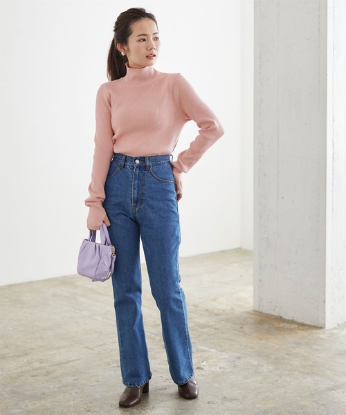 titivate（ティティベイト）の「フィンガーホールタートルリブニット（ニット/セーター・レディース・ブラック/ピンク/グリーン/アイボリー/グレイッシュベージュ・S/M/L）」の16枚目の写真