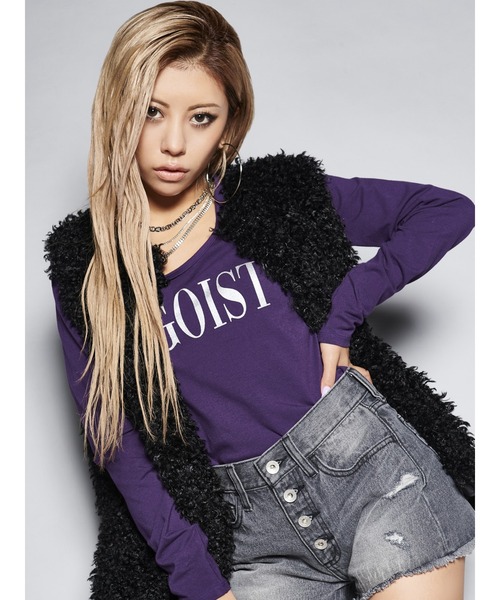EGOIST（エゴイスト）の「EGOISTスリムUネックロンT（Tシャツ/カットソー・レディース・ホワイト/ブラック/パープル・FREE）」の17枚目の写真