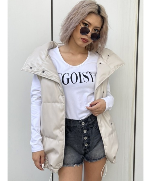 EGOIST（エゴイスト）の「EGOISTスリムUネックロンT（Tシャツ/カットソー・レディース・ホワイト/ブラック/パープル・FREE）」の19枚目の写真