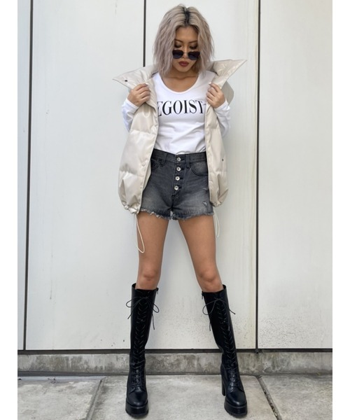 EGOIST（エゴイスト）の「EGOISTスリムUネックロンT（Tシャツ/カットソー・レディース・ホワイト/ブラック/パープル・FREE）」の20枚目の写真