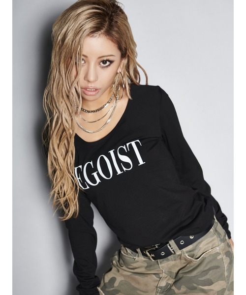 EGOIST（エゴイスト）の「EGOISTスリムUネックロンT（Tシャツ/カットソー・レディース・ホワイト/ブラック/パープル・FREE）」の5枚目の写真