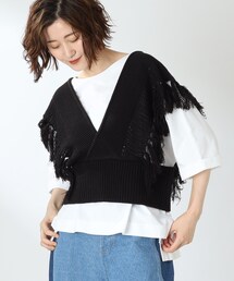 THE SHOP TK （ザ ショップ ティーケー ）の「◆フリンジニットベスト（ベスト）」