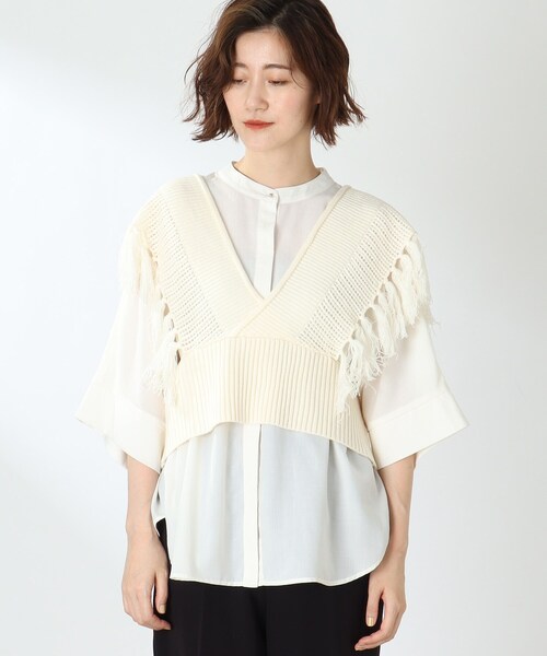 THE SHOP TK (ザ ショップ ティーケー )の「◆フリンジニットベスト(ベスト・レディース・ライトベージュ/アイボリー/ブラック・12)」の7枚目の写真