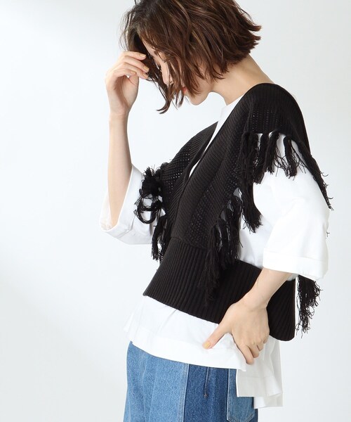 THE SHOP TK (ザ ショップ ティーケー )の「◆フリンジニットベスト(ベスト・レディース・ライトベージュ/アイボリー/ブラック・12)」の14枚目の写真