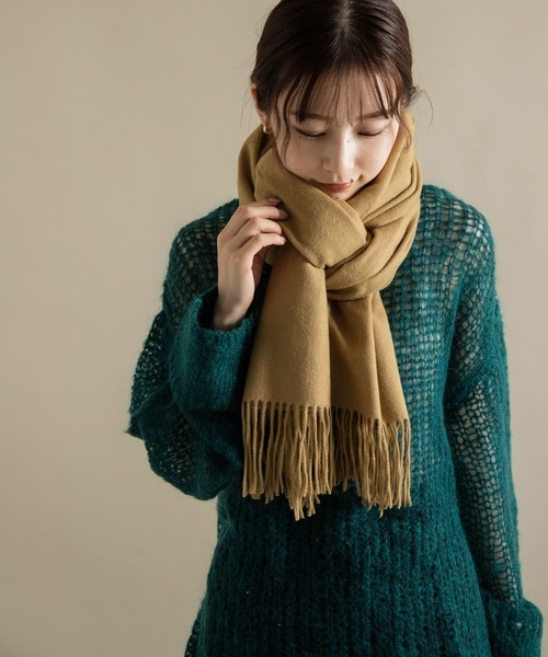 SMELLY(スメリー)の「ムジシンプルマフラー(マフラー・レディース・オレンジ/ブラック/グリーン/ベージュ/グレー・-)」の10枚目の写真