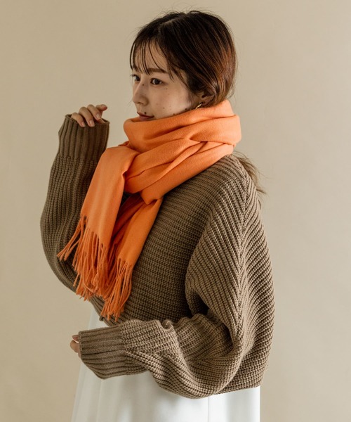 SMELLY(スメリー)の「ムジシンプルマフラー(マフラー・レディース・オレンジ/ブラック/グリーン/ベージュ/グレー・-)」の19枚目の写真