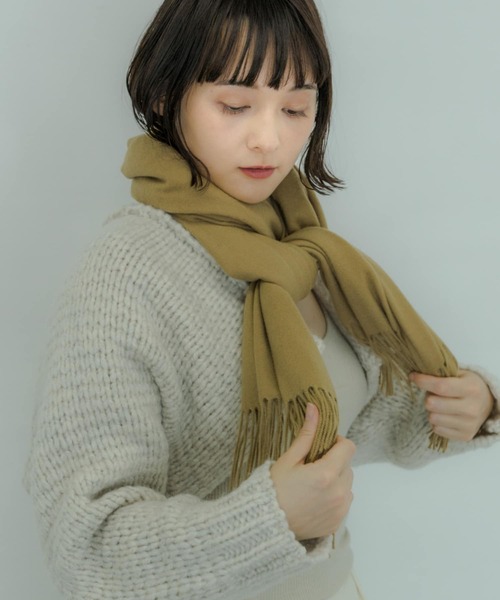 SMELLY(スメリー)の「ムジシンプルマフラー(マフラー・レディース・オレンジ/ブラック/グリーン/ベージュ/グレー・-)」の6枚目の写真