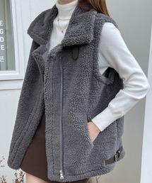 emi+ | 襟付きボアベスト/ブルゾン(ダウンベスト)