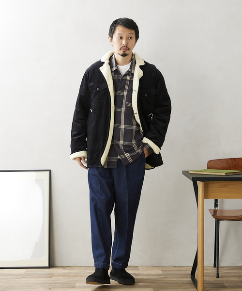 ラングラー×モンキータイム別注 コーデュロイランチコート ボアジャケット 豹柄 Wrangler コート ジャケット Wrangler/ラングラー コーデュロイ