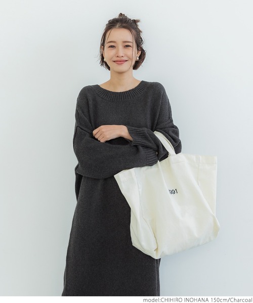 coca(coca)(コカ)の「ゆる編みニットワンピ(ワンピース・レディース・チャコール/カーキ・ONE SIZE)」の7枚目の写真