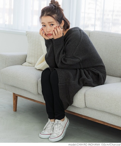 coca(coca)(コカ)の「ゆる編みニットワンピ(ワンピース・レディース・チャコール/カーキ・ONE SIZE)」の9枚目の写真