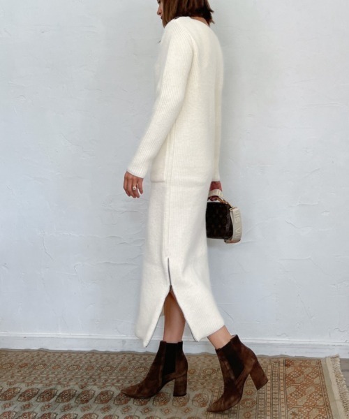 Vicente（ヴィセンテ）の「Side zip long knit op（ワンピース・レディース・ホワイト/グレー・FREE）」の10枚目の写真
