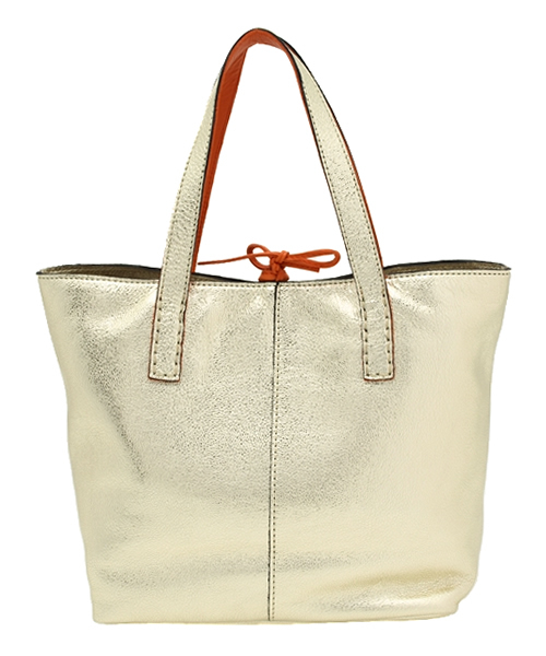 collex（コレックス）の「tepe・colxコラボレザーバッグSメタリック（トートバッグ・レディース・ゴールド・FREE）」の2枚目の写真