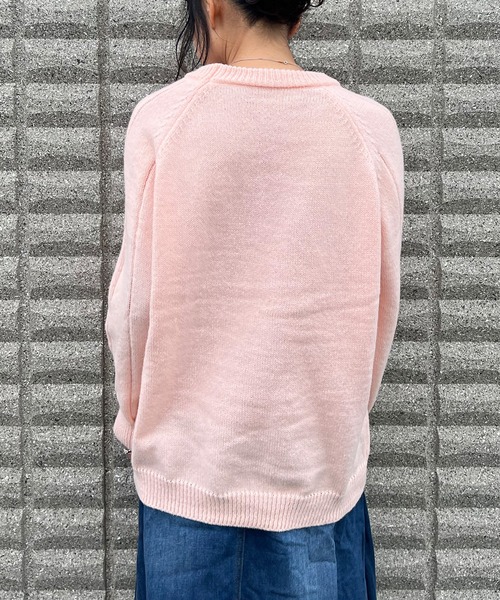 BEATJIVE(ビートジャイブ)の「無地 ベーシック ニット レディース(ニット/セーター・レディース・ホワイト/ピンク・FREE)」の4枚目の写真