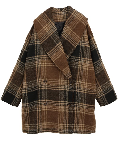 Social GIRL（ソーシャルガール）の「ショールカラーミドルコート（その他アウター・レディース・モカ/グリーン/アイボリー/ブラック/サックスブルー/ベージュ/ブラウン/ブラック×グリーン・M/L）」の5枚目の写真