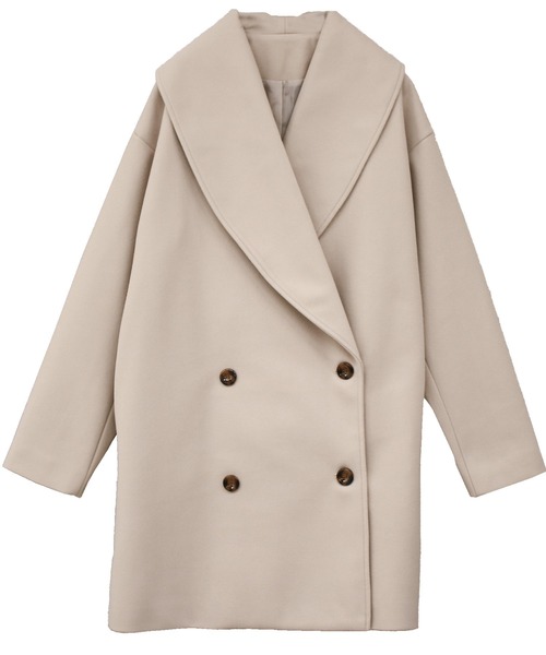 Social GIRL（ソーシャルガール）の「ショールカラーミドルコート（その他アウター・レディース・モカ/グリーン/アイボリー/ブラック/サックスブルー/ベージュ/ブラウン/ブラック×グリーン・M/L）」の2枚目の写真