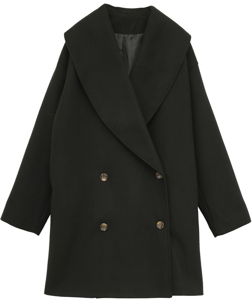 Social GIRL（ソーシャルガール）の「ショールカラーミドルコート（その他アウター・レディース・モカ/グリーン/アイボリー/ブラック/サックスブルー/ベージュ/ブラウン/ブラック×グリーン・M/L）」の3枚目の写真