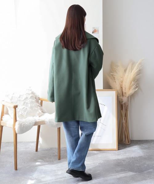 Social GIRL（ソーシャルガール）の「ショールカラーミドルコート（その他アウター・レディース・モカ/グリーン/アイボリー/ブラック/サックスブルー/ベージュ/ブラウン/ブラック×グリーン・M/L）」の13枚目の写真