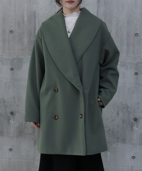 Social GIRL（ソーシャルガール）の「ショールカラーミドルコート（その他アウター・レディース・モカ/グリーン/アイボリー/ブラック/サックスブルー/ベージュ/ブラウン/ブラック×グリーン・M/L）」の20枚目の写真