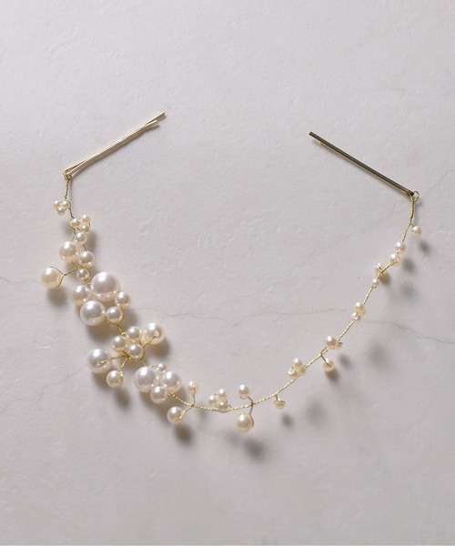 パール ボタニカル シンプル ヘッドドレス 結婚式 お呼ばれ