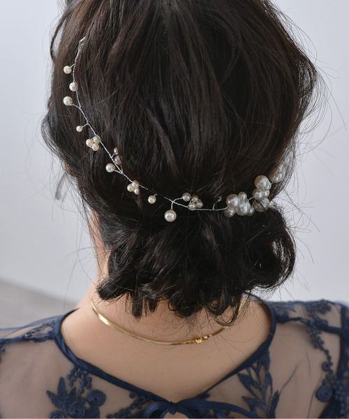 ベッドバンド　結婚式　パーティー Kana（カナ）の「パールとビーズの ヘッドドレス 結婚式