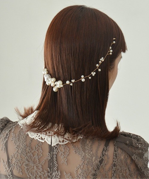 ヘッドドレス ヘアアクセサリー ホワイト フラワー パール ヘッドドレス 結婚式 お呼ばれ