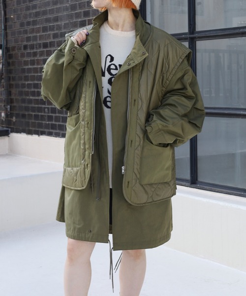 PBLIM（ページボーイリム）の「PAGEBOYLIM/ベストツキモッズ（モッズコート・レディース・カーキ/ブラック・FREE）」の3枚目の写真
