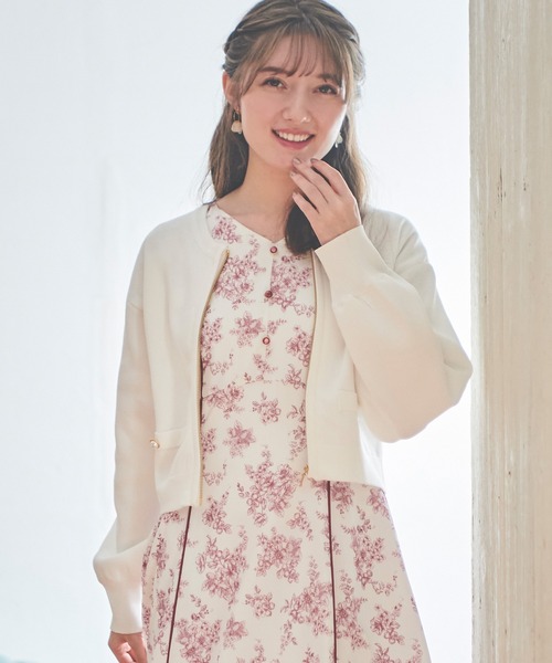 LAISSE PASSE(レッセパッセ)の「スプリングニットブルゾン(その他アウター・レディース・キナリ/ベージュ/ライトグレー・MEDIUM)」の2枚目の写真