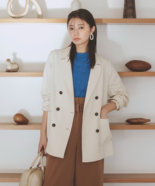 N.(N. Natural Beauty Basic)(エヌエヌナチュラルビューティーベーシック)の「【S Size Line】◆麻混ダブルテーラードジャケット(テーラードジャケット・レディース・ベージュ/チャコール/ナチュラル・SMALL/MEDIUM)」の3枚目の写真