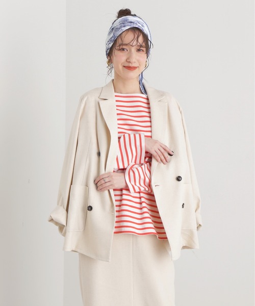 N.(N. Natural Beauty Basic)(エヌエヌナチュラルビューティーベーシック)の「【S Size Line】◆麻混ダブルテーラードジャケット(テーラードジャケット・レディース・ベージュ/チャコール/ナチュラル・SMALL/MEDIUM)」の11枚目の写真