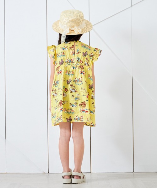 MAKE YOUR DAY(メイクユアデイ)の「アロハ総柄ワンピース■80~140cm(ワンピース・キッズ・サーモンピンク/イエロー/ブルー・80/90/100/110/120/130/140)」の6枚目の写真