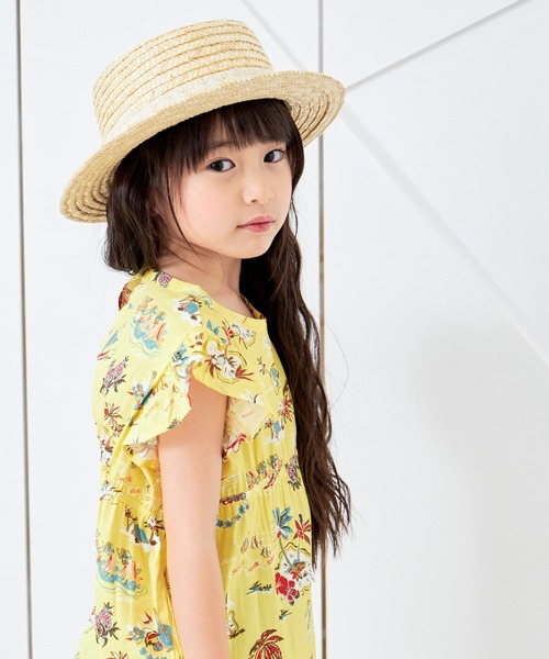 MAKE YOUR DAY(メイクユアデイ)の「アロハ総柄ワンピース■80~140cm(ワンピース・キッズ・サーモンピンク/イエロー/ブルー・80/90/100/110/120/130/140)」の4枚目の写真