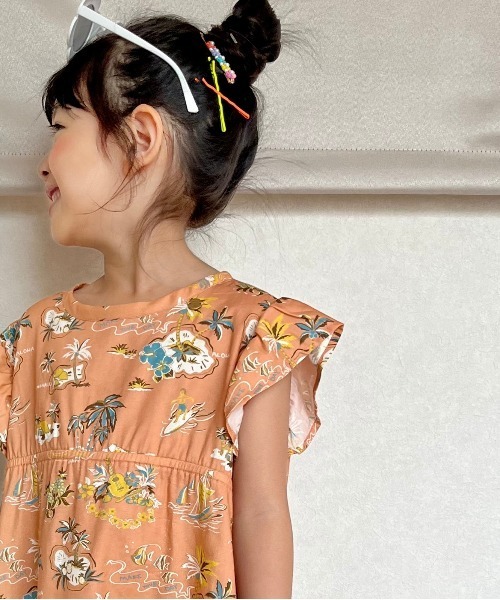 MAKE YOUR DAY(メイクユアデイ)の「アロハ総柄ワンピース■80~140cm(ワンピース・キッズ・サーモンピンク/イエロー/ブルー・80/90/100/110/120/130/140)」の11枚目の写真