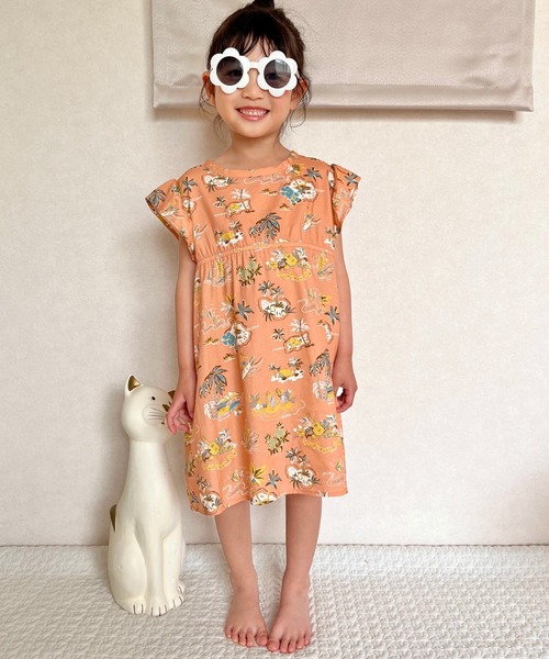 MAKE YOUR DAY(メイクユアデイ)の「アロハ総柄ワンピース■80~140cm(ワンピース・キッズ・サーモンピンク/イエロー/ブルー・80/90/100/110/120/130/140)」の12枚目の写真
