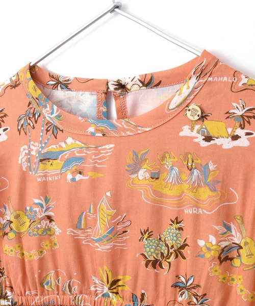 MAKE YOUR DAY(メイクユアデイ)の「アロハ総柄ワンピース■80~140cm(ワンピース・キッズ・サーモンピンク/イエロー/ブルー・80/90/100/110/120/130/140)」の19枚目の写真