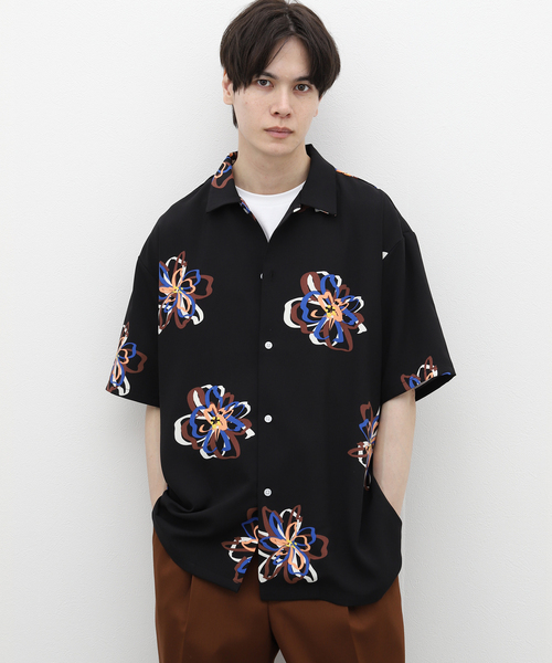 B.C STOCK（ベーセーストック）の「FLOWER ART オープンカラーシャツ（シャツ/ブラウス・メンズ・グリーン/ホワイト/ブラック・MEDIUM/LARGE）」の12枚目の写真