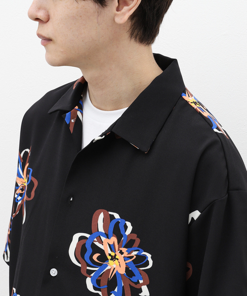 B.C STOCK（ベーセーストック）の「FLOWER ART オープンカラーシャツ（シャツ/ブラウス・メンズ・グリーン/ホワイト/ブラック・MEDIUM/LARGE）」の13枚目の写真