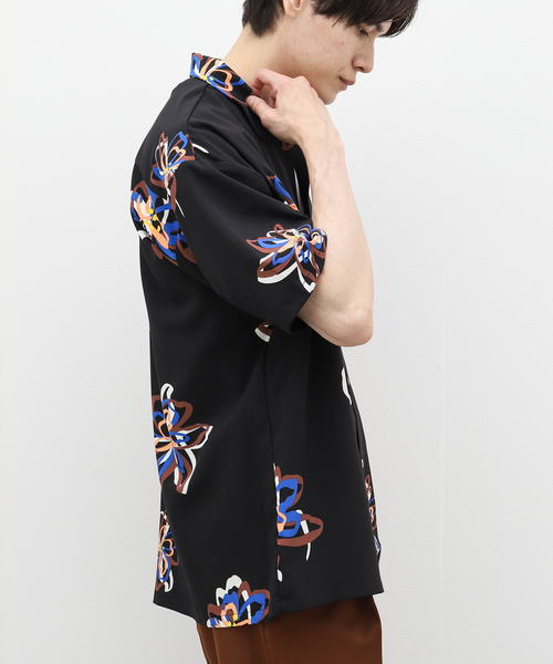 B.C STOCK（ベーセーストック）の「FLOWER ART オープンカラーシャツ（シャツ/ブラウス・メンズ・グリーン/ホワイト/ブラック・MEDIUM/LARGE）」の14枚目の写真