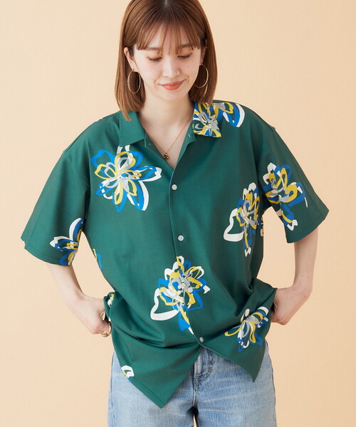 B.C STOCK（ベーセーストック）の「FLOWER ART オープンカラーシャツ（シャツ/ブラウス・メンズ・グリーン/ホワイト/ブラック・MEDIUM/LARGE）」の16枚目の写真