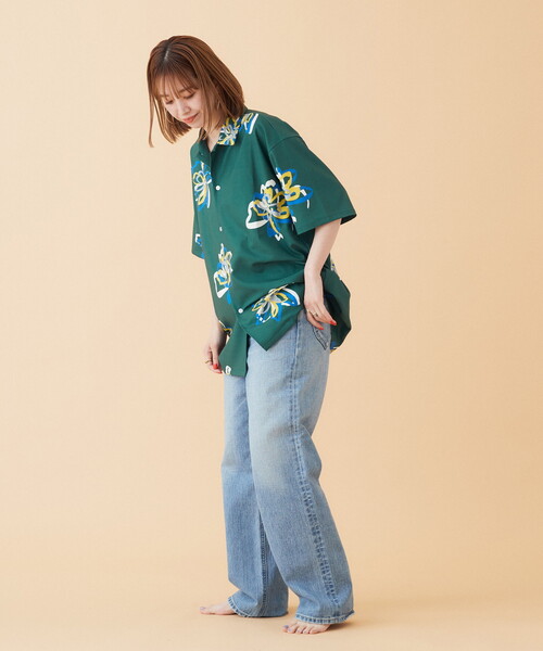 B.C STOCK（ベーセーストック）の「FLOWER ART オープンカラーシャツ（シャツ/ブラウス・メンズ・グリーン/ホワイト/ブラック・MEDIUM/LARGE）」の17枚目の写真