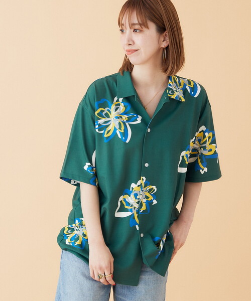 B.C STOCK（ベーセーストック）の「FLOWER ART オープンカラーシャツ（シャツ/ブラウス・メンズ・グリーン/ホワイト/ブラック・MEDIUM/LARGE）」の19枚目の写真