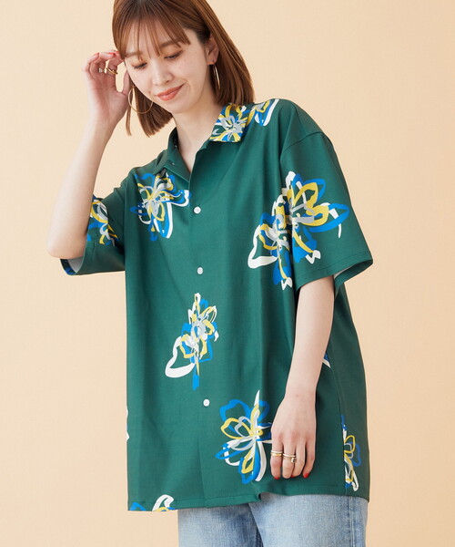 B.C STOCK（ベーセーストック）の「FLOWER ART オープンカラーシャツ（シャツ/ブラウス・メンズ・グリーン/ホワイト/ブラック・MEDIUM/LARGE）」の20枚目の写真