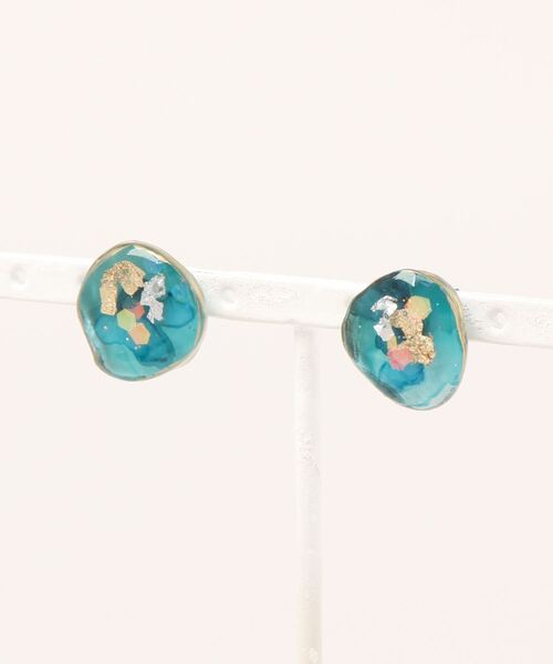 tone（トーン）の「【masamiyabi】アゲートスライスインド刺繍ピアス(MA)（ピアス（両耳用）・レディース・ブルー系その他/ミント/ピンク系その他・FREE）」の15枚目の写真