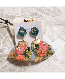 【masamiyabi】アゲートスライスインド刺繍ピアス(MA)