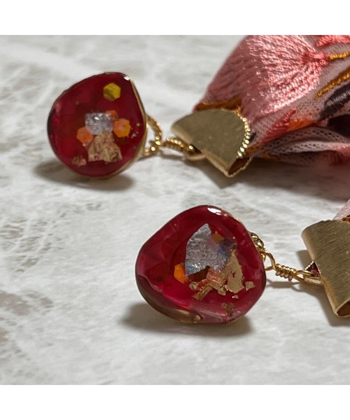 tone（トーン）の「【masamiyabi】アゲートスライスインド刺繍ピアス(MA)（ピアス（両耳用）・レディース・ブルー系その他/ミント/ピンク系その他・FREE）」の12枚目の写真