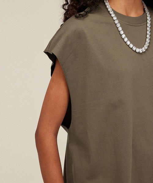 CORPUS TOKYO（コーパス トーキョー）の「ビッグシルエットカットオフノースリーブ（Tシャツ/カットソー・メンズ・カーキ/ブラック/グレー/チャコールグレー/オートミール/サンドベージュ/ホワイト/ブラウン・1/2/3）」の19枚目の写真