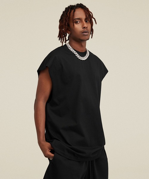 CORPUS TOKYO（コーパス トーキョー）の「ビッグシルエットカットオフノースリーブ（Tシャツ/カットソー・メンズ・カーキ/ブラック/グレー/チャコールグレー/オートミール/サンドベージュ/ホワイト/ブラウン・1/2/3）」の17枚目の写真