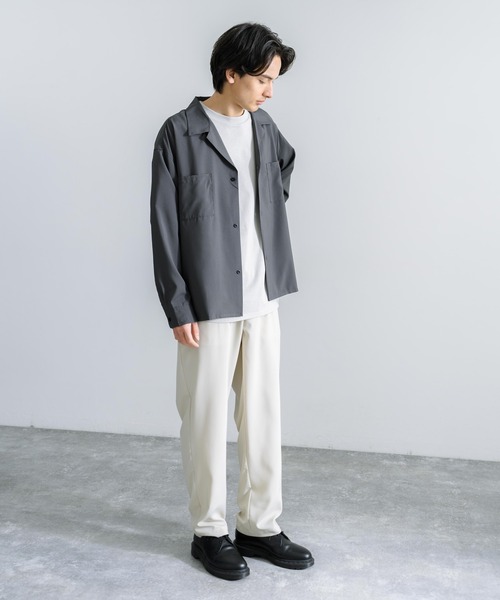 Rocky Monroe(ロッキーモンロー)の「ワイドシルエット タック テーパードスラックスパンツ(スラックス・メンズ・ブルーグレー/ブラック/ライトカーキ/ブラウン/グレイッシュベージュ/ネイビー/チャコール/オフホワイト/グレー・L/XL/M)」の12枚目の写真