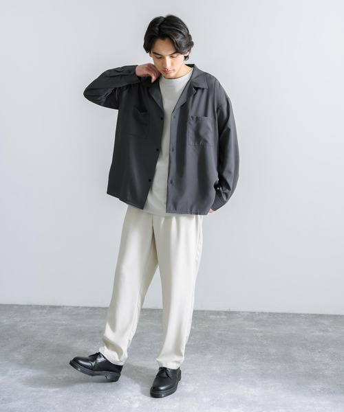 Rocky Monroe(ロッキーモンロー)の「ワイドシルエット タック テーパードスラックスパンツ(スラックス・メンズ・ブルーグレー/ブラック/ライトカーキ/ブラウン/グレイッシュベージュ/ネイビー/チャコール/オフホワイト/グレー・L/XL/M)」の13枚目の写真